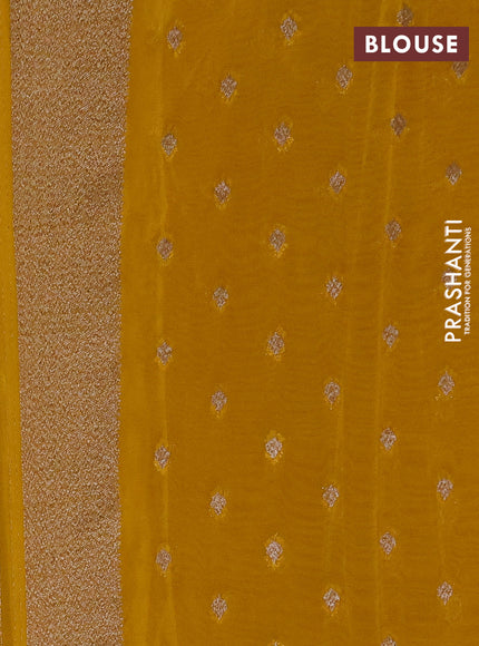 Banarasi semi crepe saree purple and mustard yellow with allover thread & zari woven buttas and woven border