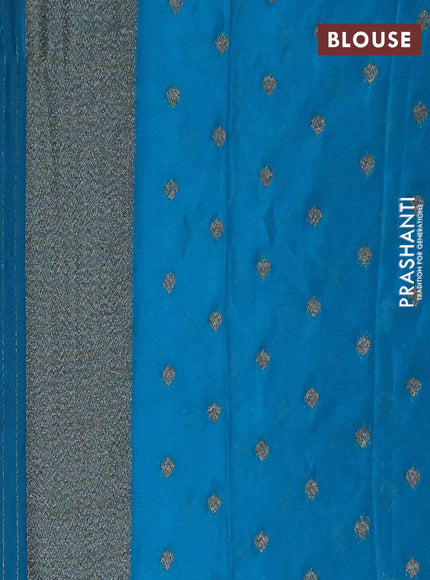 Banarasi semi crepe saree navy blue and teal blue with allover thread & zari woven buttas and woven border