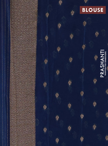 Banarasi semi crepe saree pink and peacock blue with allover thread & zari woven buttas and woven border