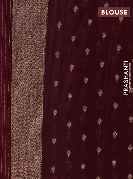 Banarasi semi crepe saree teal green and wine shade with allover thread & zari woven buttas and woven border