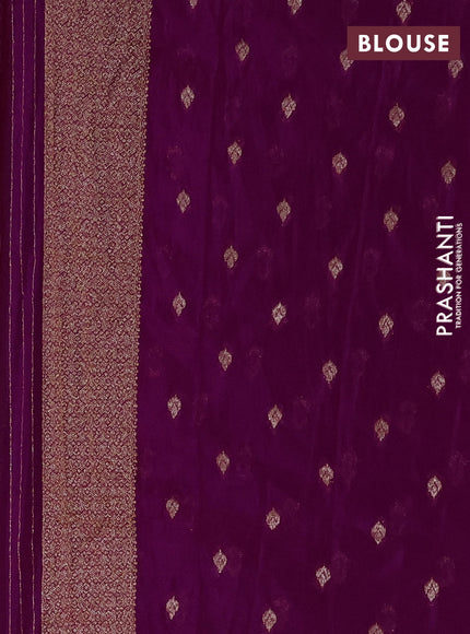 Banarasi semi crepe saree purple with allover thread & zari woven buttas and woven border