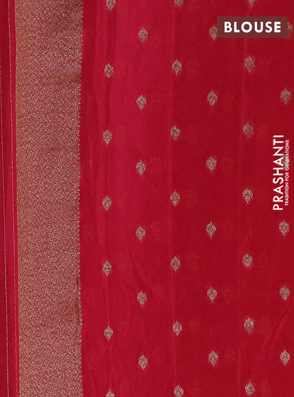 Banarasi semi crepe saree peacock blue and pink with allover thread & zari woven buttas and woven border