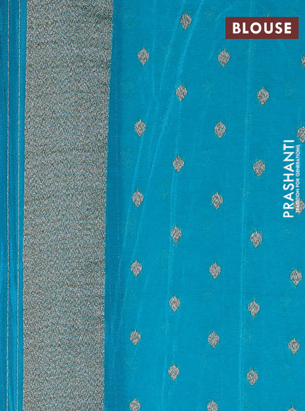 Banarasi semi crepe saree violet and teal green with allover thread & zari woven buttas and woven border