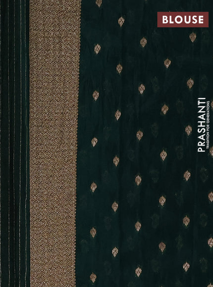 Banarasi semi crepe saree bottle green with allover thread & zari woven buttas and woven border