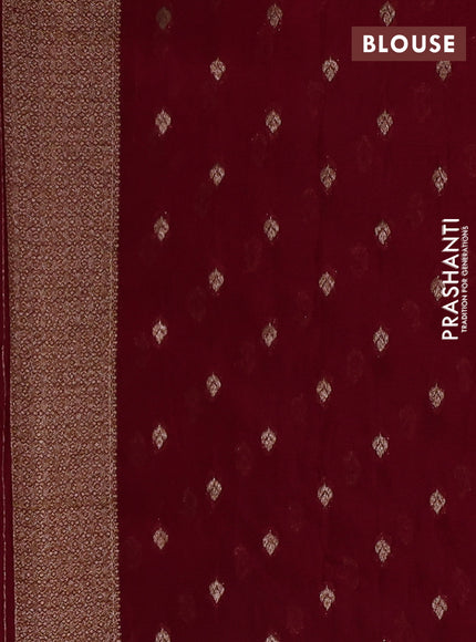 Banarasi semi crepe saree deep wine with allover thread & zari woven buttas and woven border