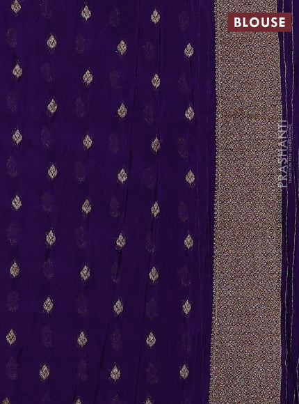 Banarasi semi crepe saree violet with allover thread & zari woven buttas and woven border