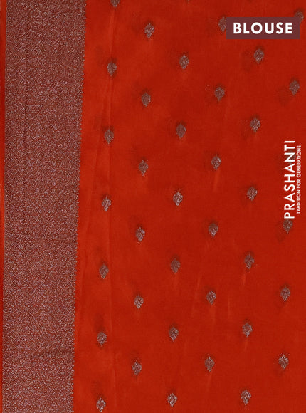 Banarasi semi crepe saree orange with allover thread & zari woven buttas and woven border