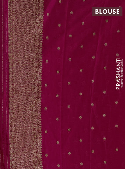 Banarasi semi crepe saree rani pink with allover thread & zari woven buttas and long woven border