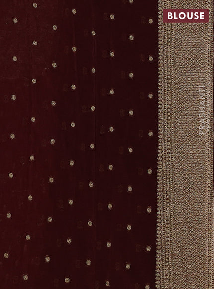 Banarasi semi crepe saree coffee brown with allover thread & zari woven buttas and long woven border