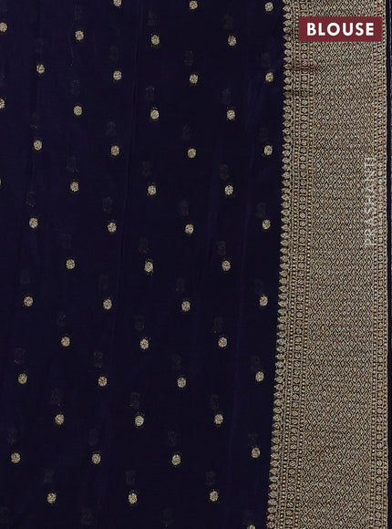 Banarasi semi crepe saree navy blue with allover thread & zari woven buttas and long woven border