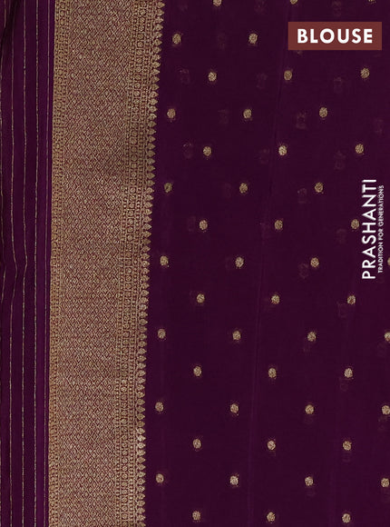 Banarasi semi crepe saree purple with allover thread & zari woven buttas and long woven border