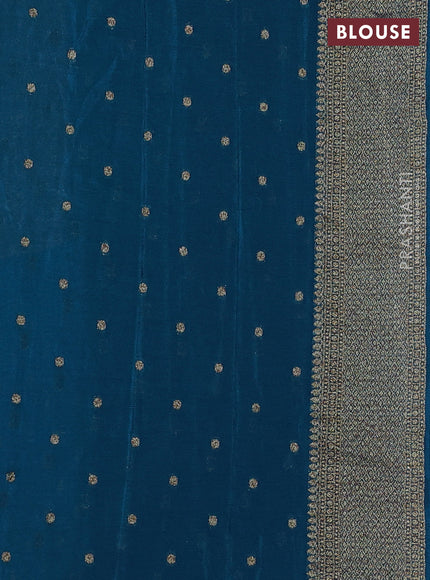 Banarasi semi crepe saree cs blue with allover thread & zari woven buttas and long woven border