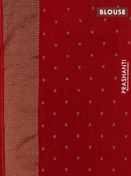 Banarasi semi crepe saree red with allover thread & zari woven buttas and long woven border