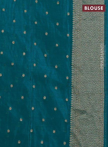 Banarasi semi crepe saree teal green with allover thread & zari woven buttas and long woven border