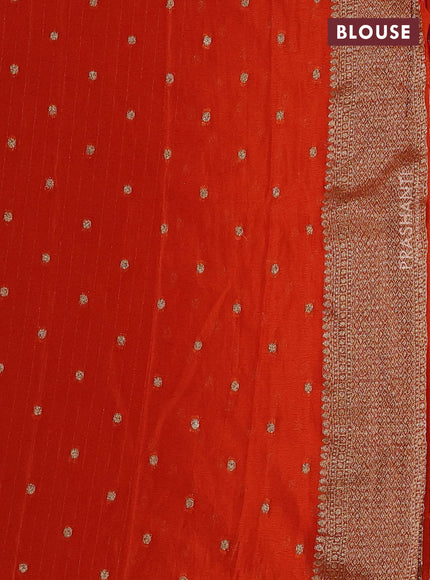 Banarasi semi crepe saree orange with allover thread & zari woven buttas and long woven border