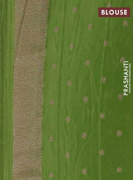 Banarasi semi crepe saree light green with allover thread & zari woven buttas and long woven border