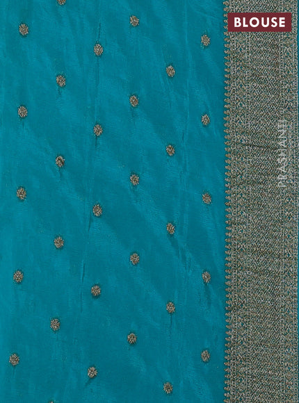 Banarasi semi crepe saree teal green with allover thread & zari woven buttas and long woven border
