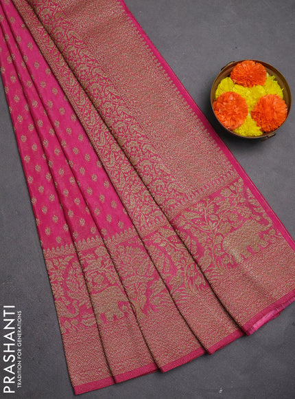 Banarasi semi crepe saree mauve pink with allover thread & zari woven buttas and long woven border