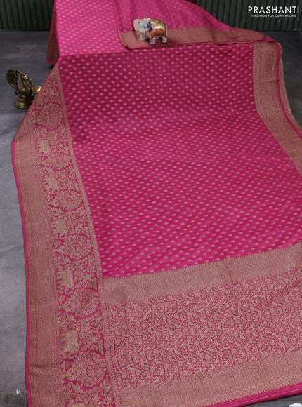 Banarasi semi crepe saree mauve pink with allover thread & zari woven buttas and long woven border