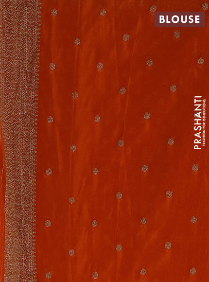 Banarasi semi crepe saree orange with allover thread & zari woven buttas and long woven border