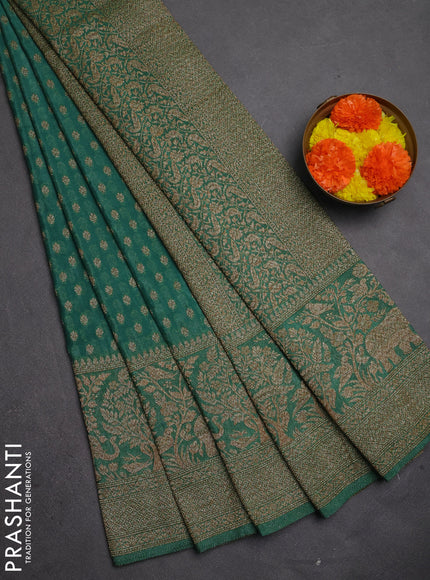 Banarasi semi crepe saree pastel green with allover thread & zari woven buttas and long woven border