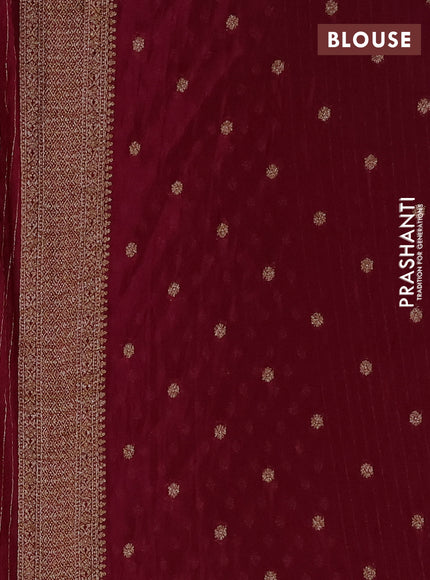 Banarasi semi crepe saree deep wine with allover thread & zari woven buttas and long woven border