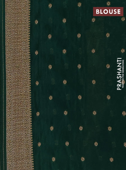 Banarasi semi crepe saree bottle green with allover thread & zari woven buttas and long woven border