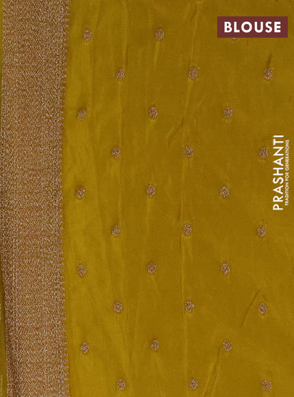 Banarasi semi crepe saree mustard yellow with allover thread & zari woven buttas and long woven border