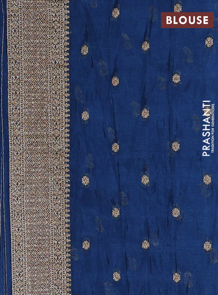 Banarasi semi crepe saree peacock blue with allover thread & zari woven buttas and long woven border