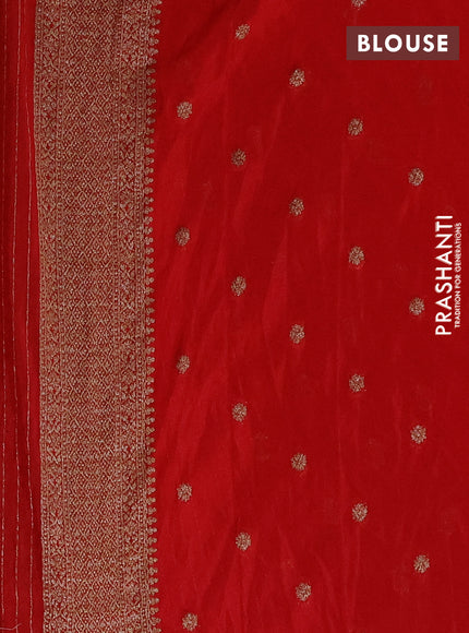 Banarasi semi crepe saree red with allover thread & zari woven buttas and long woven border