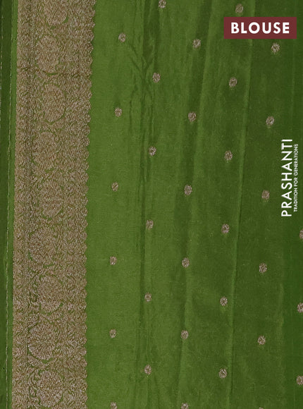 Banarasi semi crepe saree light green with allover thread & zari woven buttas and woven border