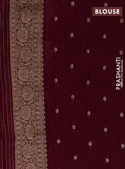 Banarasi semi crepe saree wine shade with allover thread & zari woven buttas and woven border