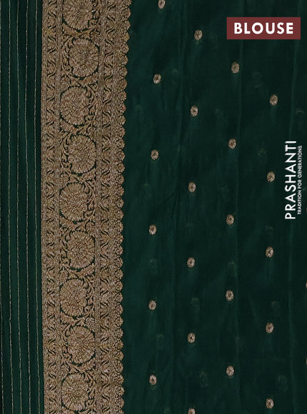 Banarasi semi crepe saree bottle green with allover thread & zari woven buttas and woven border