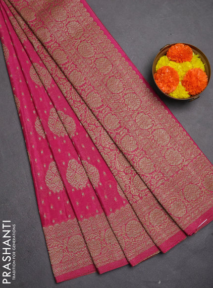 Banarasi semi crepe saree mavue pink with allover thread & zari woven buttas and woven border
