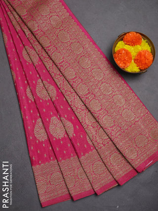 Banarasi semi crepe saree mavue pink with allover thread & zari woven buttas and woven border