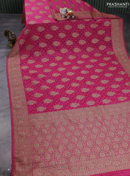 Banarasi semi crepe saree mavue pink with allover thread & zari woven buttas and woven border