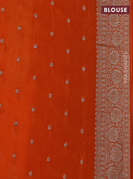 Banarasi semi crepe saree orange with allover thread & zari woven buttas and woven border