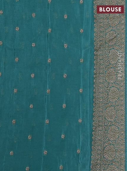 Banarasi semi crepe saree teal blue shade with allover thread & zari woven buttas and woven border
