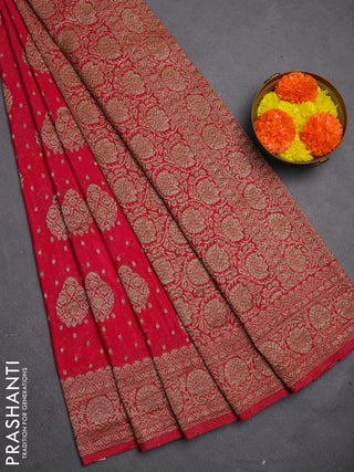 Banarasi semi crepe saree pink with allover thread & zari woven buttas and woven border