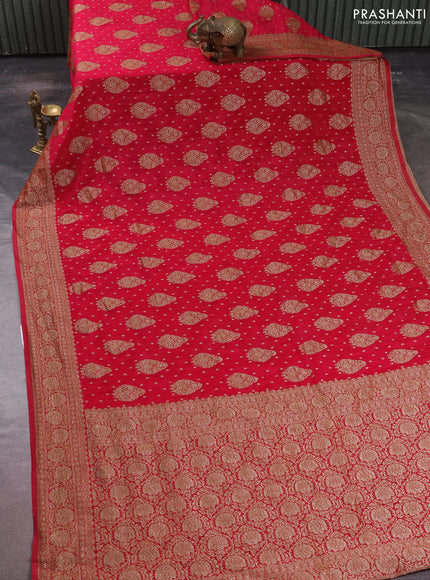 Banarasi semi crepe saree pink with allover thread & zari woven buttas and woven border