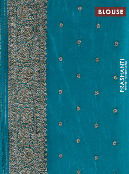 Banarasi semi crepe saree teal green with allover thread & zari woven buttas and woven border