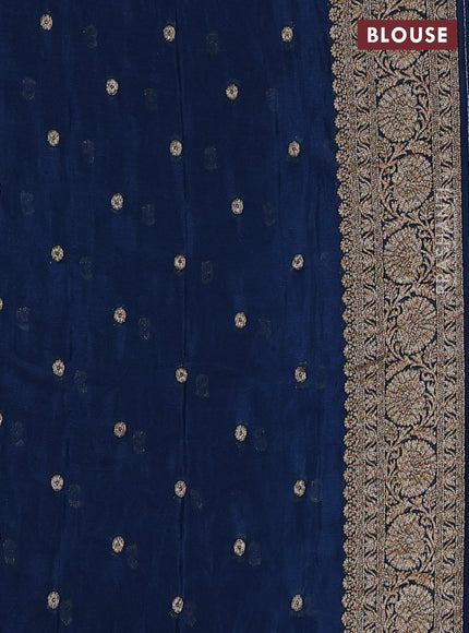 Banarasi semi crepe saree peacock blue with allover thread & zari woven buttas and woven border