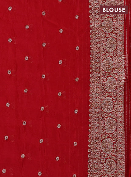 Banarasi semi crepe saree red with allover thread & zari woven buttas and woven border