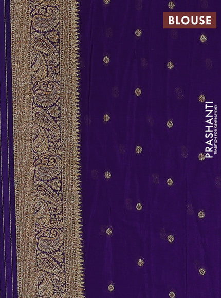 Banarasi semi crepe saree teal green and violet with allover thread & zari woven buttas and woven border