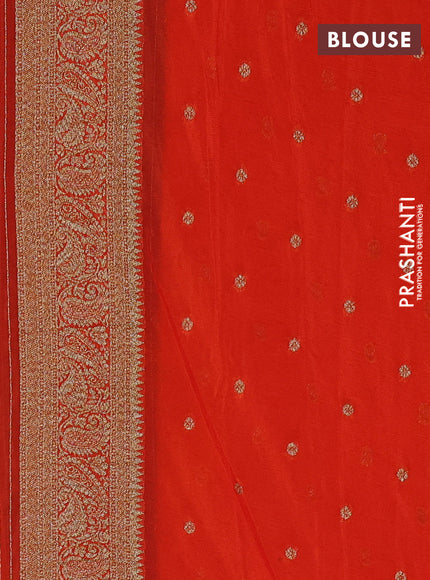 Banarasi semi crepe saree violet and orange with allover thread & zari woven buttas and woven border