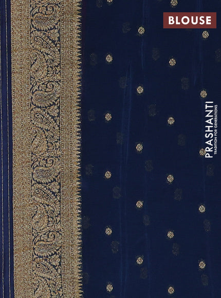 Banarasi semi crepe saree rani pink and peacock blue with allover thread & zari woven buttas and woven border