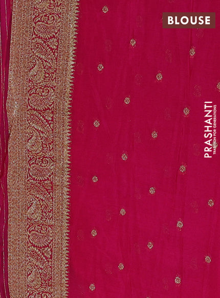 Banarasi semi crepe saree dark peacock blue and pink with allover thread & zari woven buttas and woven border