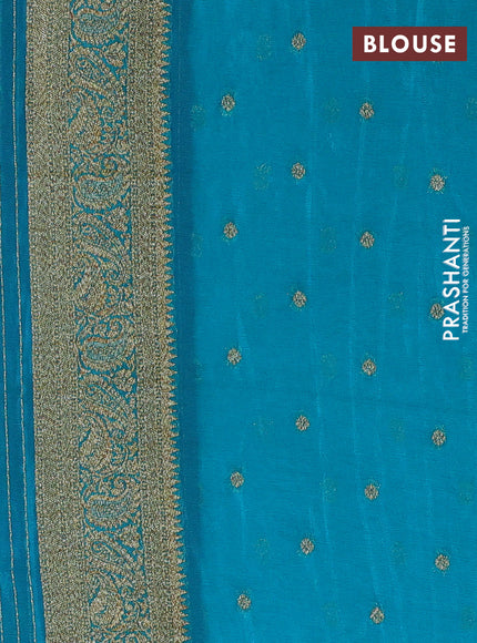 Banarasi semi crepe saree purple and teal green with allover thread & zari woven buttas and woven border