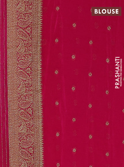 Banarasi semi crepe saree peacock blue and pink with allover thread & zari woven buttas and woven border