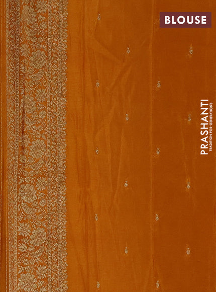 Banarasi semi crepe saree beige and dark mustard with allover thread & zari woven buttas and woven border